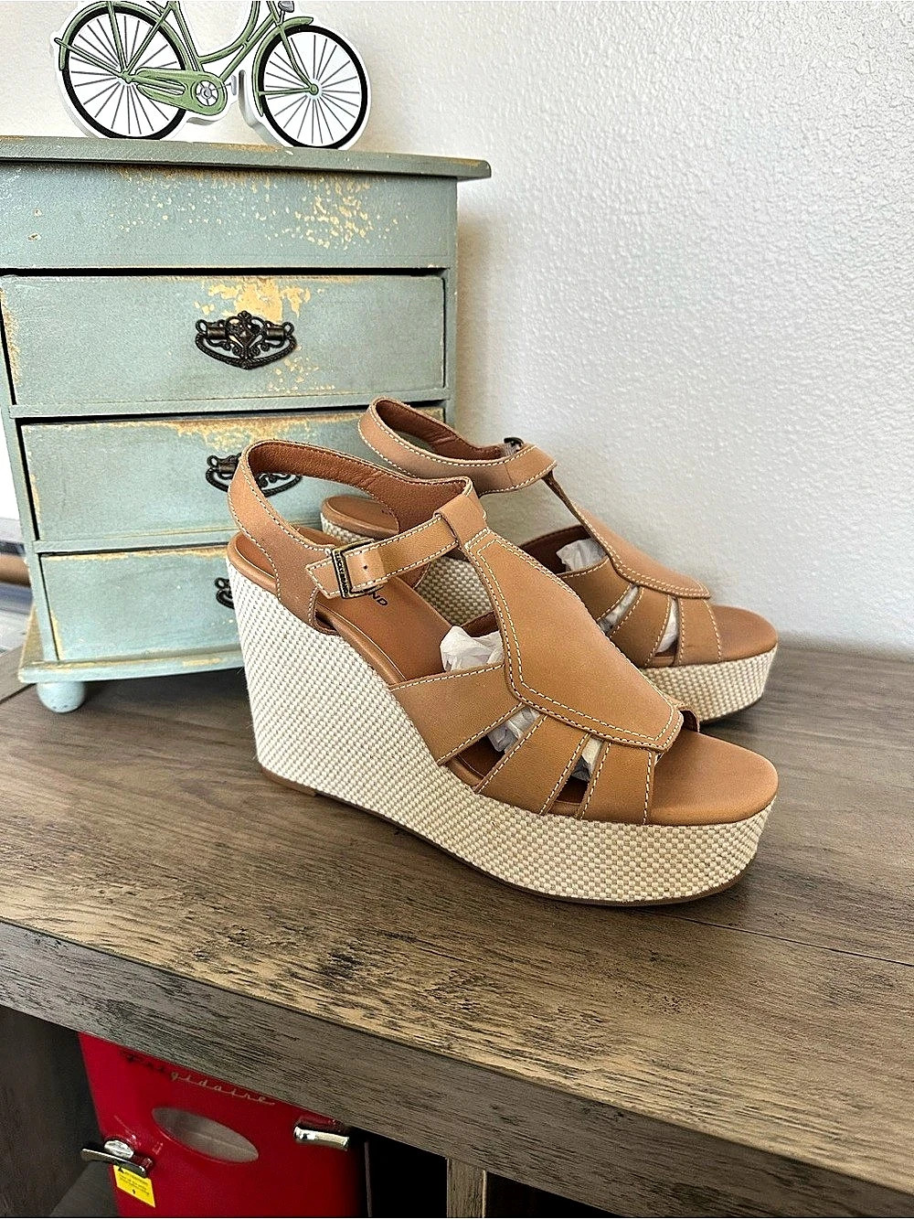 Lucky Brand Joodith Platform Wedge Sandal Brown & Cream